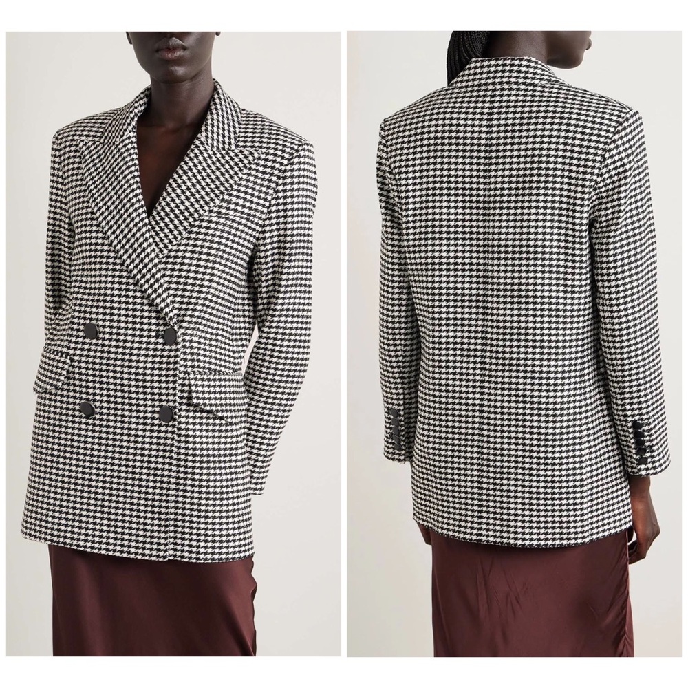 $798 Veronica Beard Hutchinson Houndstooth Plaid Print Blazer Long Jacket Size16